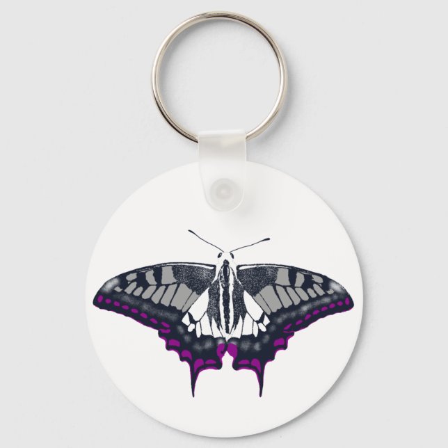 Asexual Flag Swallowtail Butterfly Keychain (Front)
