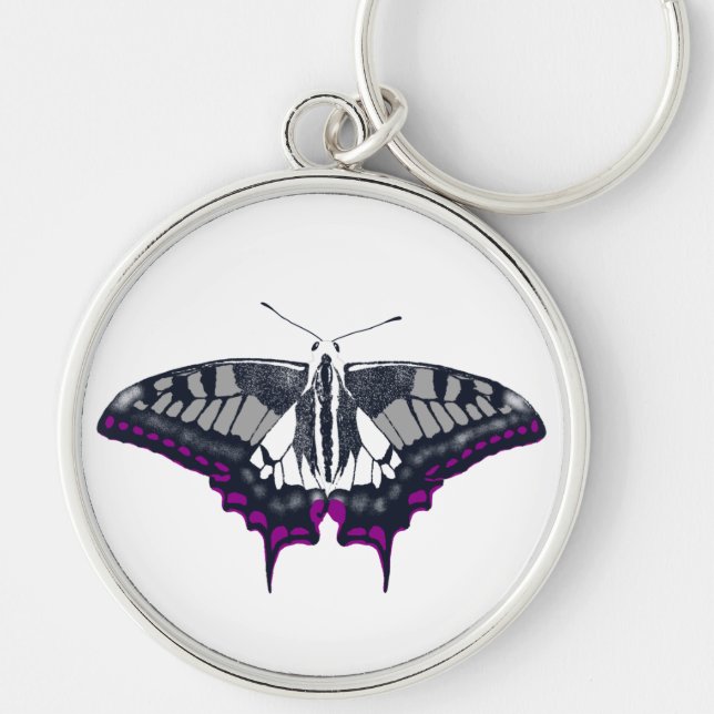 Asexual Flag Swallowtail Butterfly Keychain (Front)
