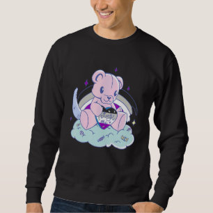 Asexual Hug Me Cute Bear Clouds Candy Asexual Flag Sweatshirt
