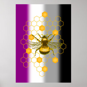 Asexual LGBT Gay Pride Rainbow Bee-live  Poster