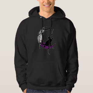 Asexual Moon Space Cat Lgbt Black Cat Asexual Prid Hoodie