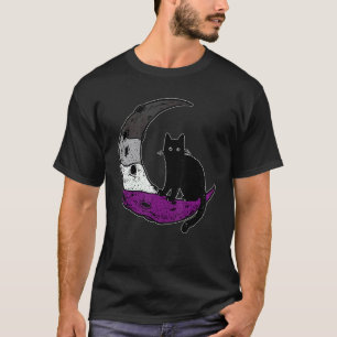 Asexual Moon Space Cat LGBT Gay Festival Pride Wit T-Shirt