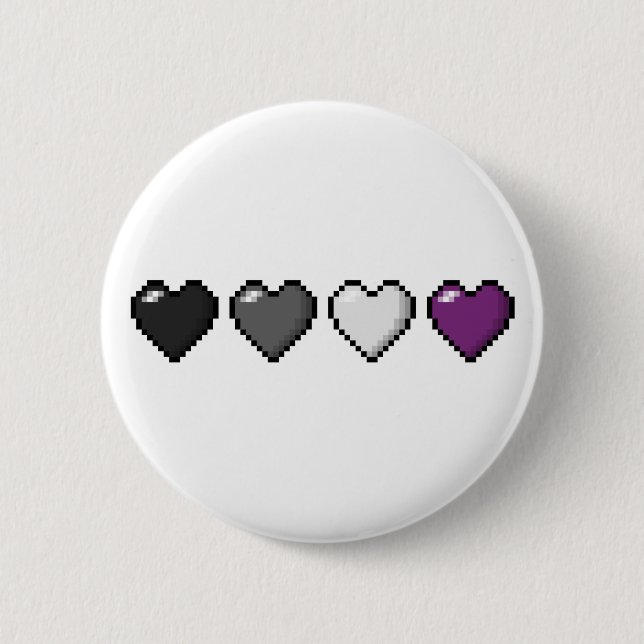 Asexual Pixel Hearts 2 Inch Round Button (Front)