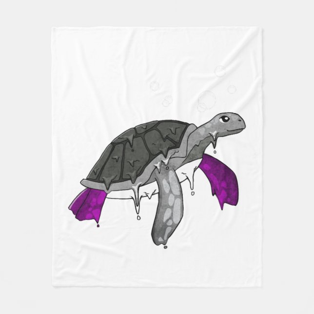 Asexual Pride Ace Flag Sea Turtle Subtle LGBTQ Fleece Blanket (Front)