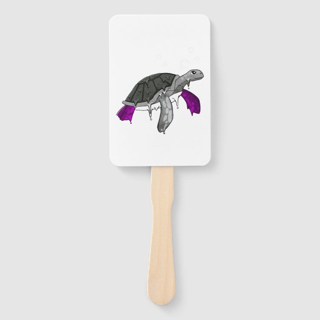 Asexual Pride Ace Flag Sea Turtle Subtle LGBTQ Hand Fan (Front)