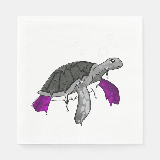Asexual Pride Ace Flag Sea Turtle Subtle LGBTQ Napkin (Front)