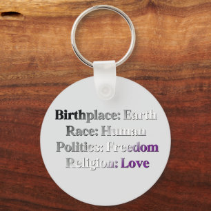 Asexual Pride - Birthplace: Earth. Race: Human Keychain