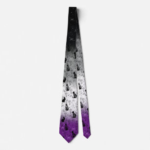 Asexual Pride Black Cat - Mystical Witchy Tie