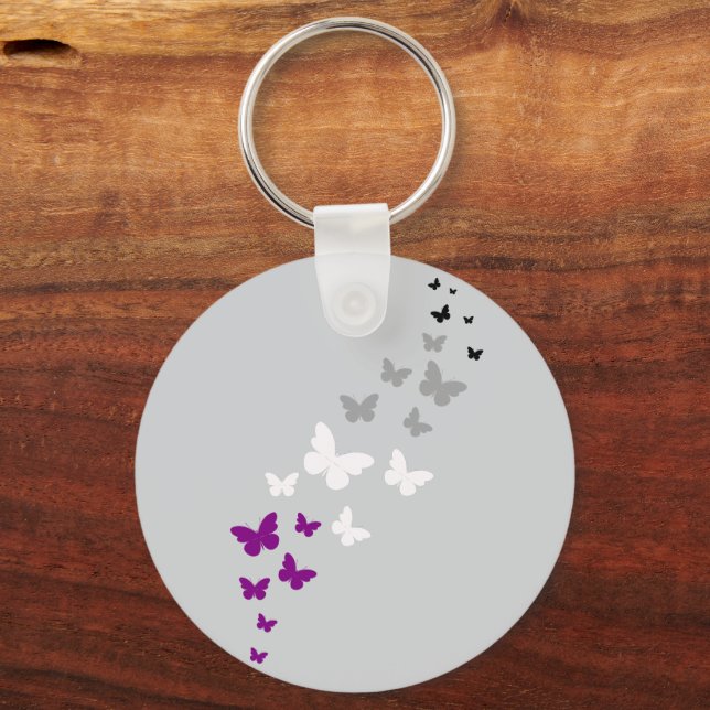 Asexual Pride Butterfly Trail Keychain (Front)