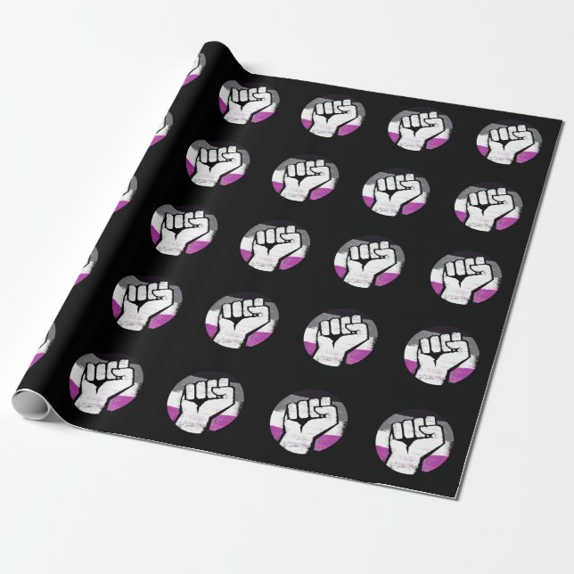 Asexual Pride Fist Circle Print Wrapping Paper (Unrolled)