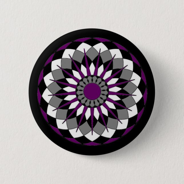 Asexual Pride Flag Colours Mandala LGBT 2 Inch Round Button (Front)