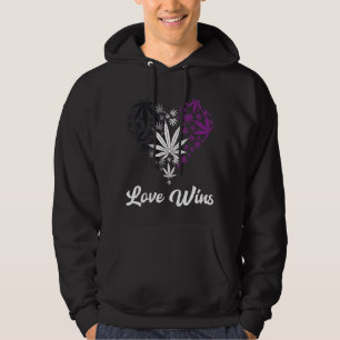 Asexual Pride Flag Leaf Heart Love Wins Asexual Hoodie