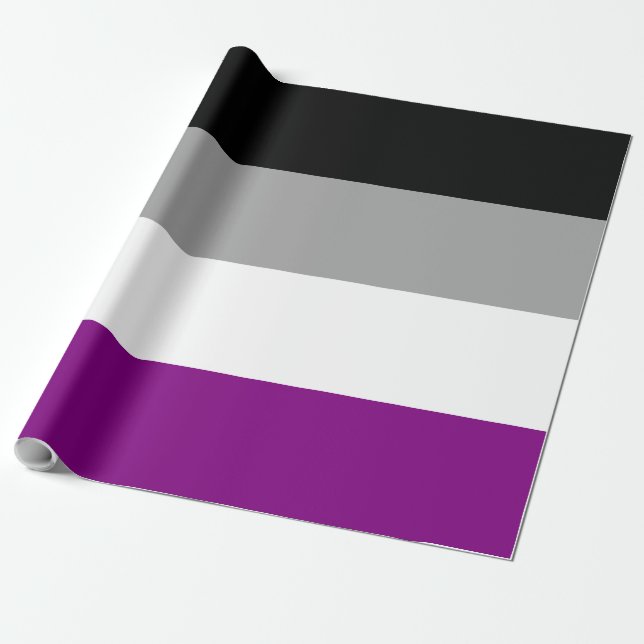 Asexual Pride Flag LGBTQ Striped Pattern Wrapping Paper (Unrolled)