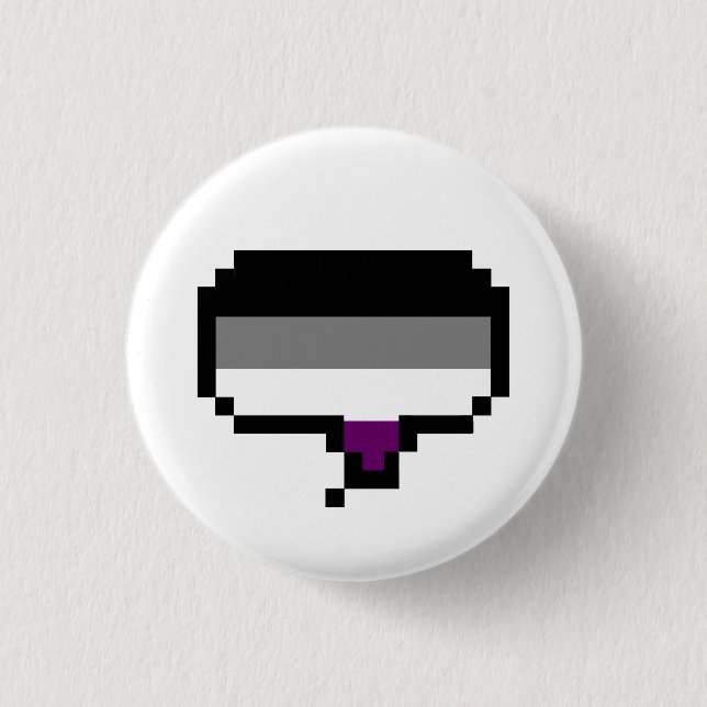 Asexual Pride Flag Pixel Speech Bubble 1 Inch Round Button (Front)