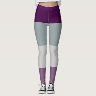 Asexual Pride Flag Purple Grey Striped LGBT Leggings