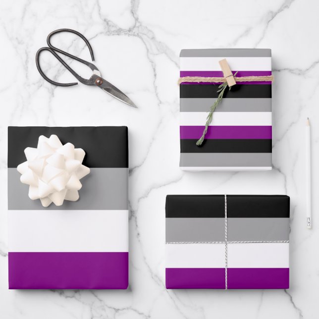 Asexual Pride Flag Wrapping Paper Sheet (Front)
