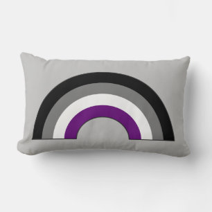 Asexual Pride Rainbow + Ace   Demi   Grey Lumbar Pillow