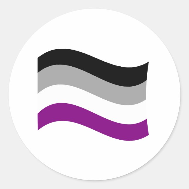 Asexual Pride Wavy Flag Classic Round Sticker (Front)