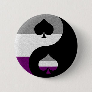 Asexual Pride Yin and Yang Symbol in Pride Flag  2 Inch Round Button