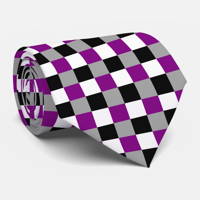 Asexuality colours chequered pattern tie (Rolled)