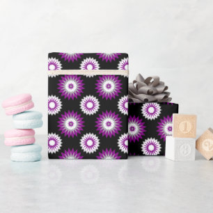 Asexuality pride colours / black flower wrapping paper