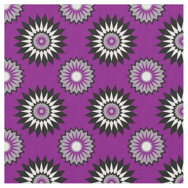 Asexuality pride colours /purple flower pattern fabric (Close Up)