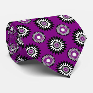 Asexuality pride flag / purple flower pattern tie