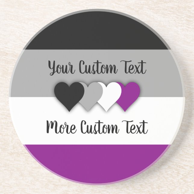Asexuality pride flag with hearts coaster (Front)