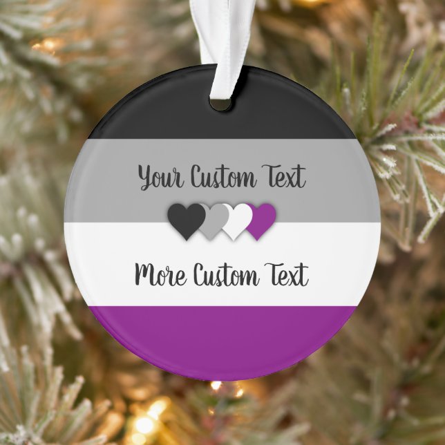Asexuality pride flag with text ornament (Tree)