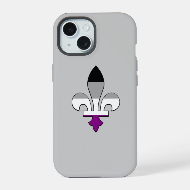 Asexuality pride fleur-de-lis iPhone 15 case (Back)