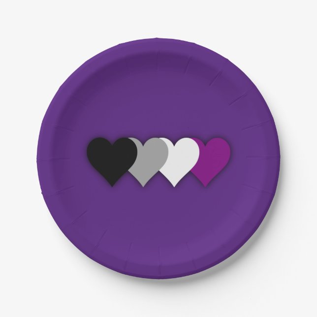 Asexuality pride hearts paper plate (Front)