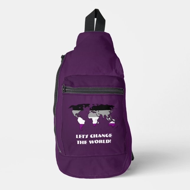 Asexuality Pride Map of The World  Sling Bag (Front)