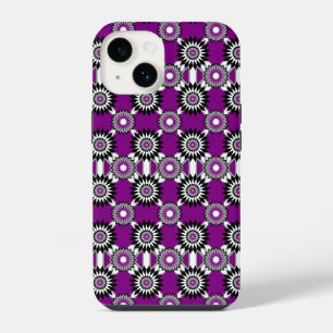 Asexuality pride / purple mirror flower pattern iPhone 14 case