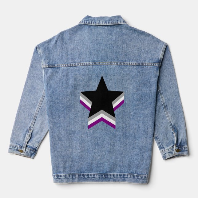 Asexuality pride stars  denim jacket (Back)