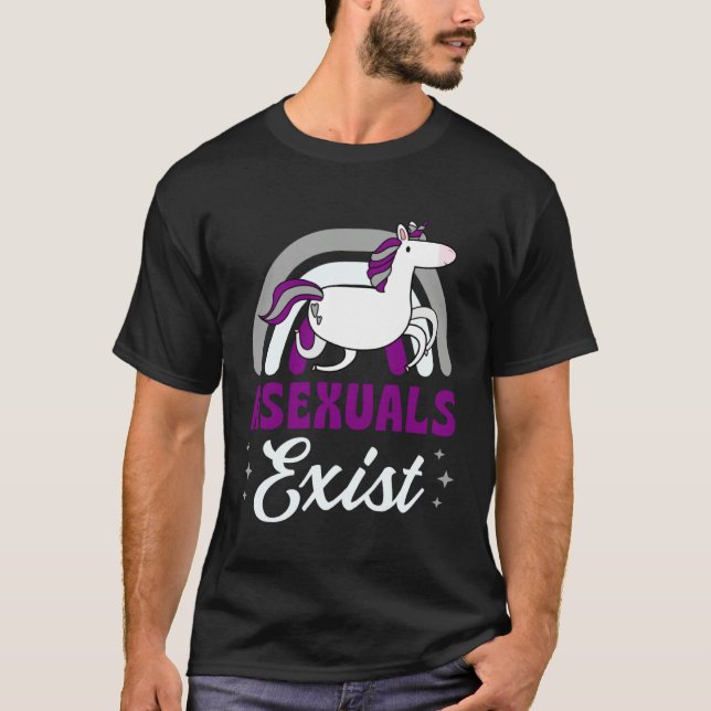 Asexuals Exist Asexual Pride Minimalist Rainbow Un T-Shirt (Front)