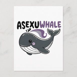 Asexuwhale" Funny Whale Sea LGBTQ Asexual Pride Holiday Postcard