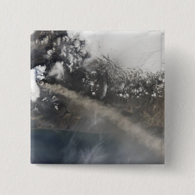 Ash and steam continue billowing 2 inch square button (Front)