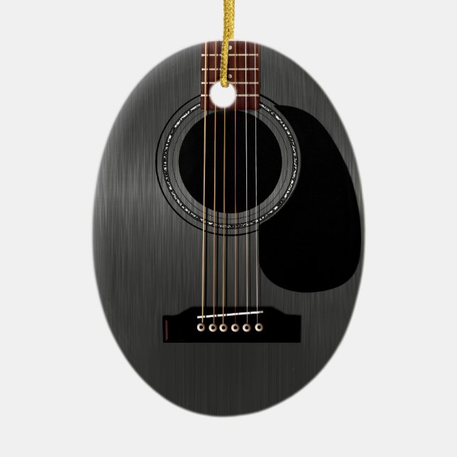 Ash Black Acoustic Guitar Ceramic Ornament (Front)