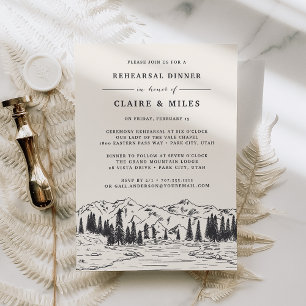 Ash Black Mountain Sketch Rehearsal Dinner Invitation