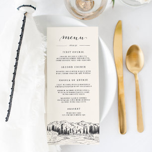 Ash Black   Mountain Sketch Wedding Menu