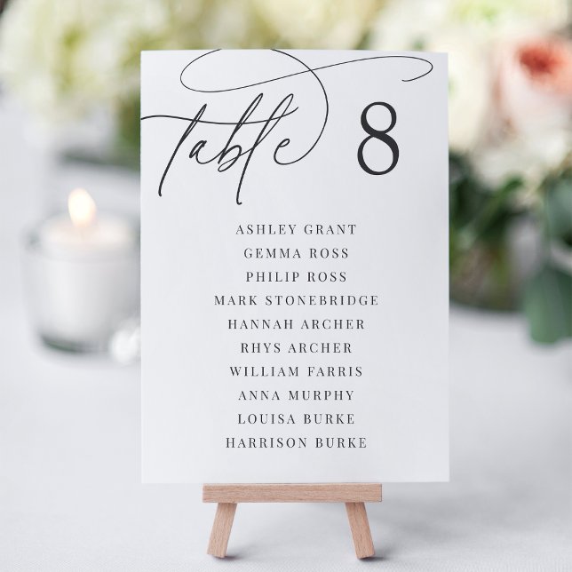 Ash Black + White | Table Number + Guest Names (Creator Uploaded)