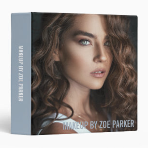Ash Blue Text Makeup Artist Portfolio Binder