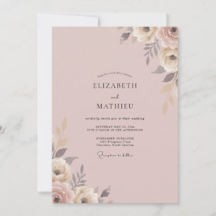 Ash Blush Bloom Wedding Invitation