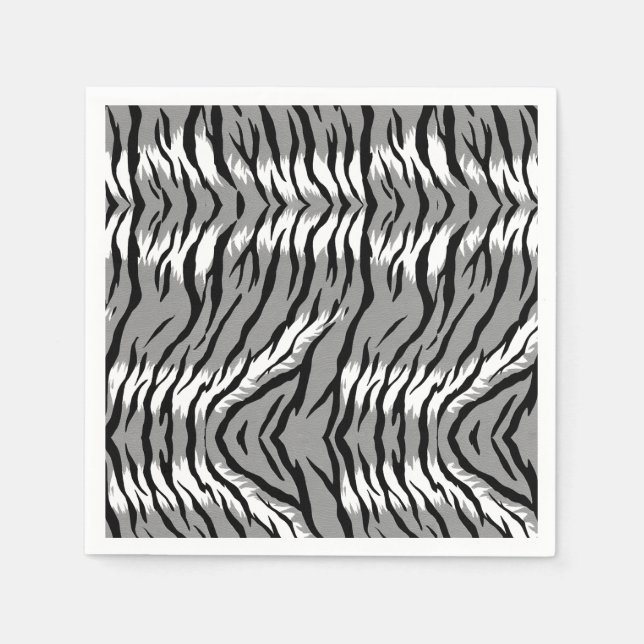 Ash Gray Tiger Skin Pattern Design  Napkin (Front)