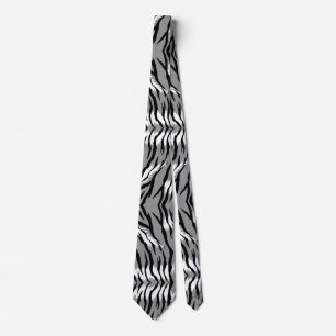 Ash Gray Tiger Skin Pattern Design Tie