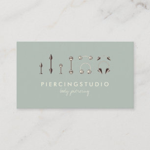 Ash Green Grey Ivory Body Piercing Business Card