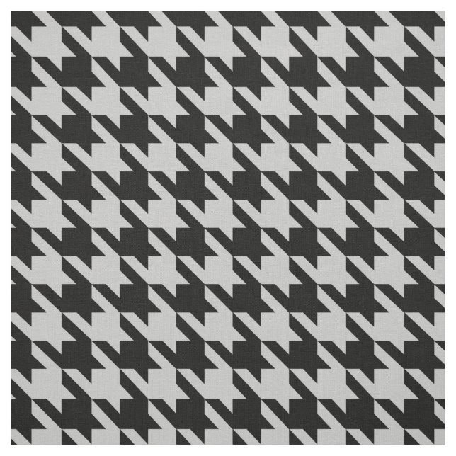 Ash Grey Black Houndstooth Check Fabric (Swatch)