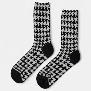Ash Grey Black Houndstooth Check Socks