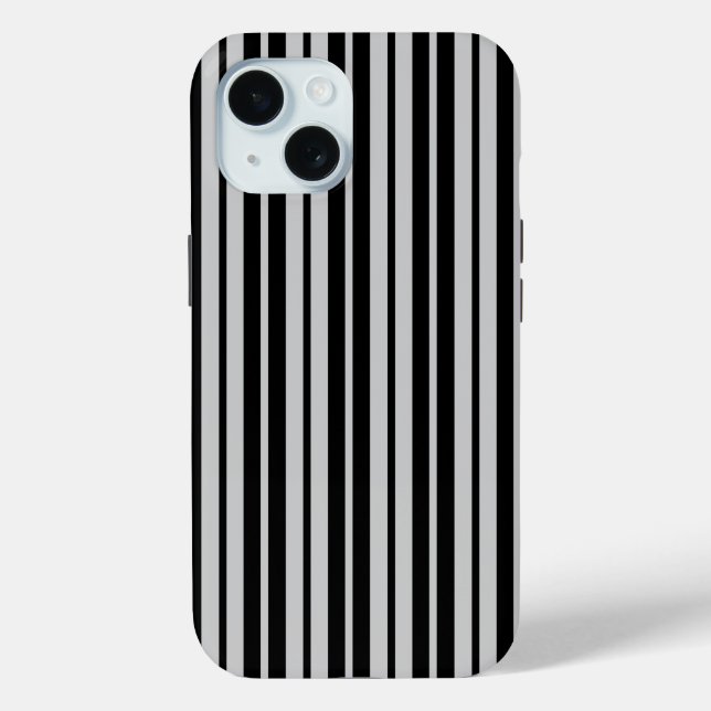 Ash Grey Black Vertical Stripes Pattern Case-Mate iPhone Case (Back)