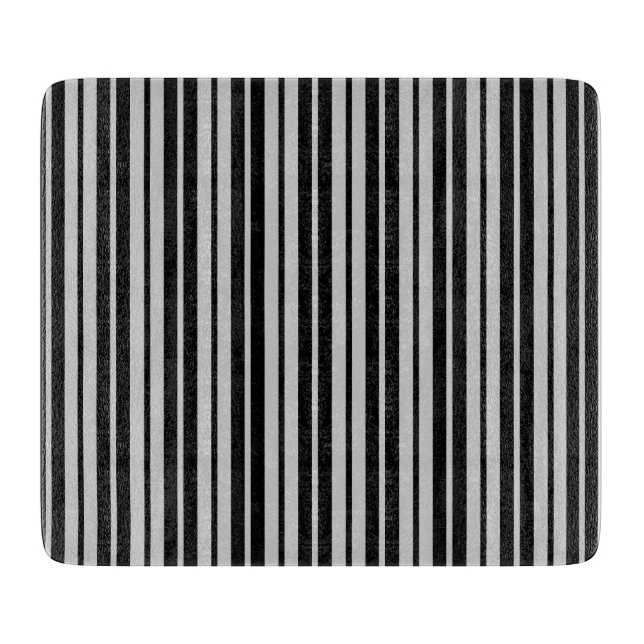Ash Grey Black Vertical Stripes Pattern Cutting Board (Front)
